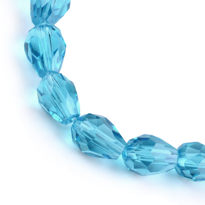 Teardrop Glass Crystal Beads, Faceted, Light Blue Color, 7x5mm, 68pcs/strand