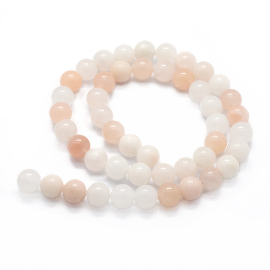 Natural Pink Aventurine Bead Strands, Round, Pale Cream and Pink  Color. Semi-Precious Gemstone Beads for Jewelry Making. Affordable High Quality Beads for Jewelry Making.  Size: 4mm in diameter, hole: 0.6mm; approx. 92pcs/strand, 14.75" inches long. bead lot