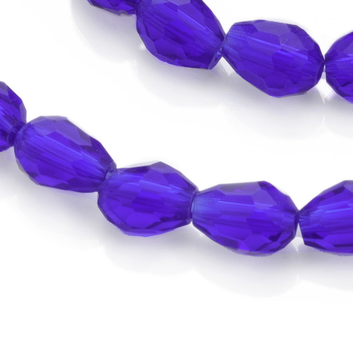 Teardrop Glass Crystal Beads, Faceted, Royal Blue Color, 7x5mm, 68pcs/strand